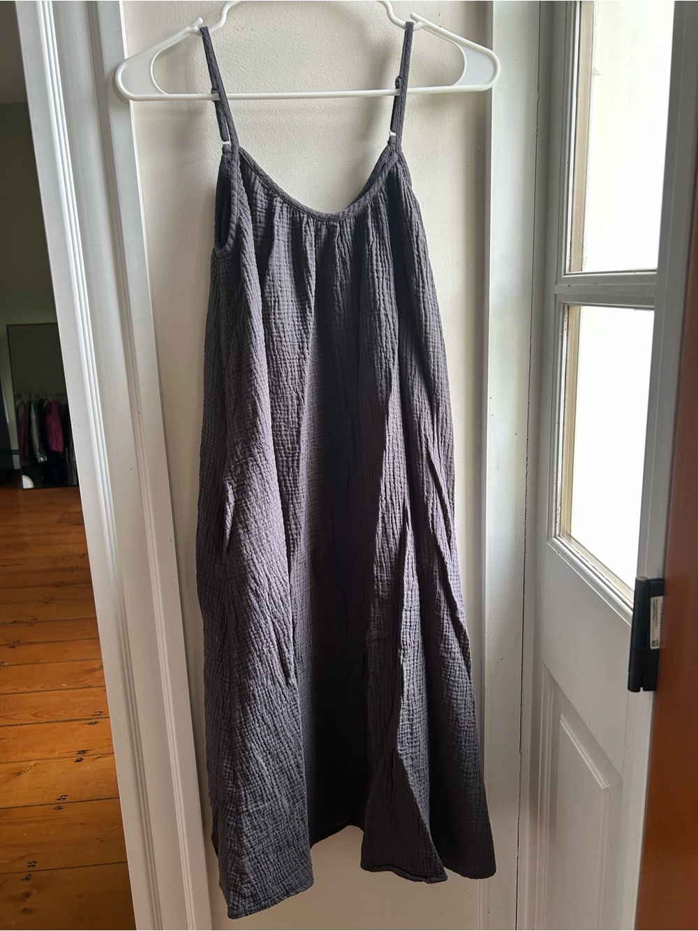 Lightweight Charcoal Spaghetti-Strap Maxi Dress